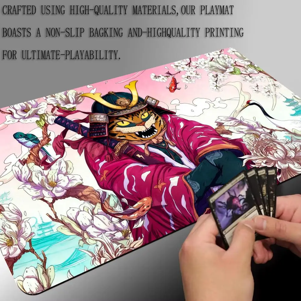 

Художественная эстетика, самурайская тема кота, MTG Playmat, 35X60 см, волшебная карта, боевой коврик, нескользящий прочный настольный игровой коврик с прошитыми краями