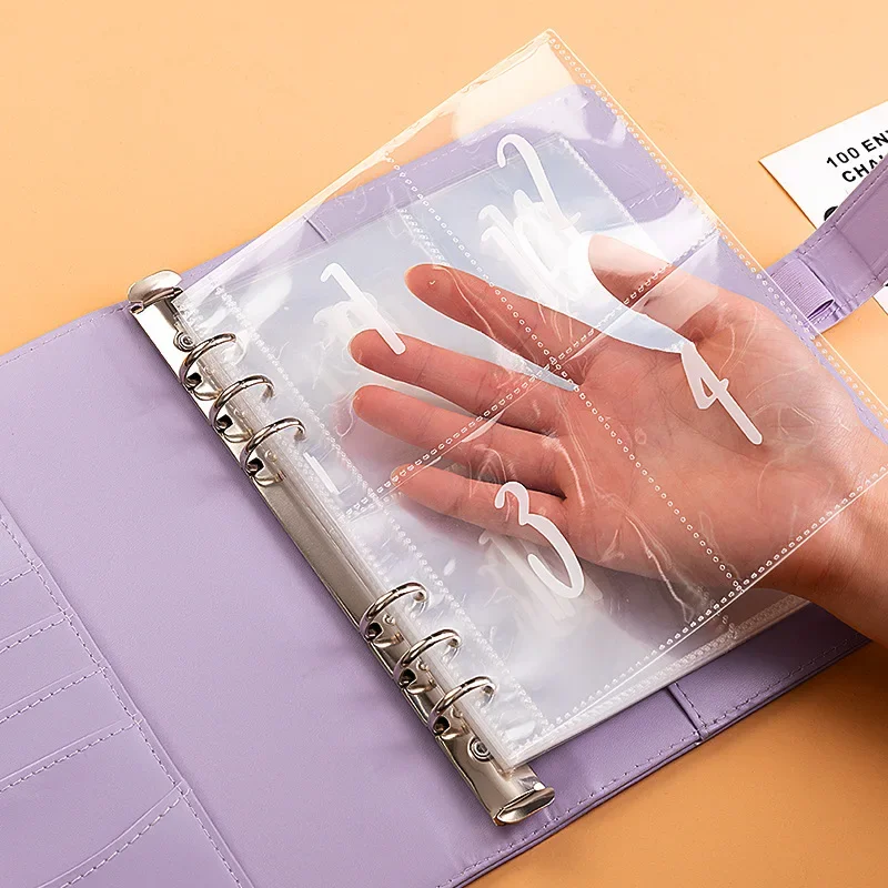 Cross-border 100 Envelope Challenge Couple 100 Day Savings Notebook Handled Cash Account Ledger Binder Storage Organizer