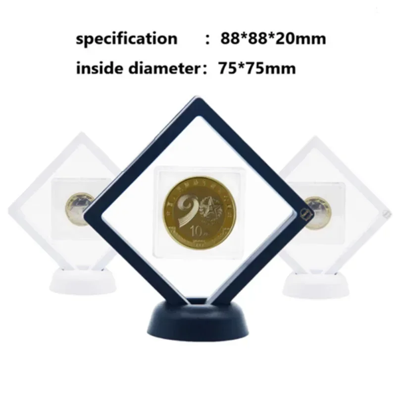 2pcs Coin Frame Penny 90*90mm Decoration Black Plastic Floating Display Holder Box Stand Collection Protection