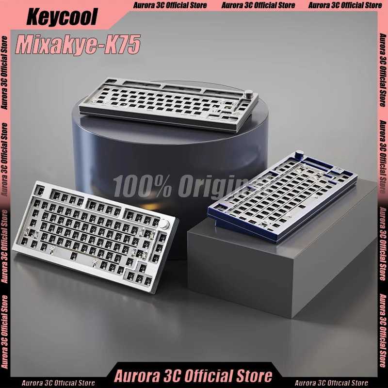 

Keycool Mixakye-K75 Mechanical Keyboard Kit Wireless Keyboard Kits 3mode 81keys Aluminium Hot Swap Rgb Light Gaming Keyboard Kit