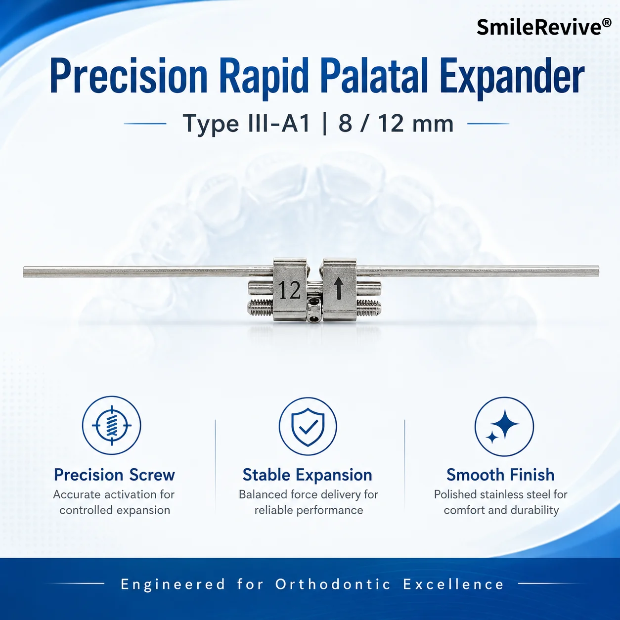 SmileRevive Orthodontic Palate Expander Dental Hyrax Rapid Maxillary Expansion Screw Stainless Steel Jaw Widening with Key Lab