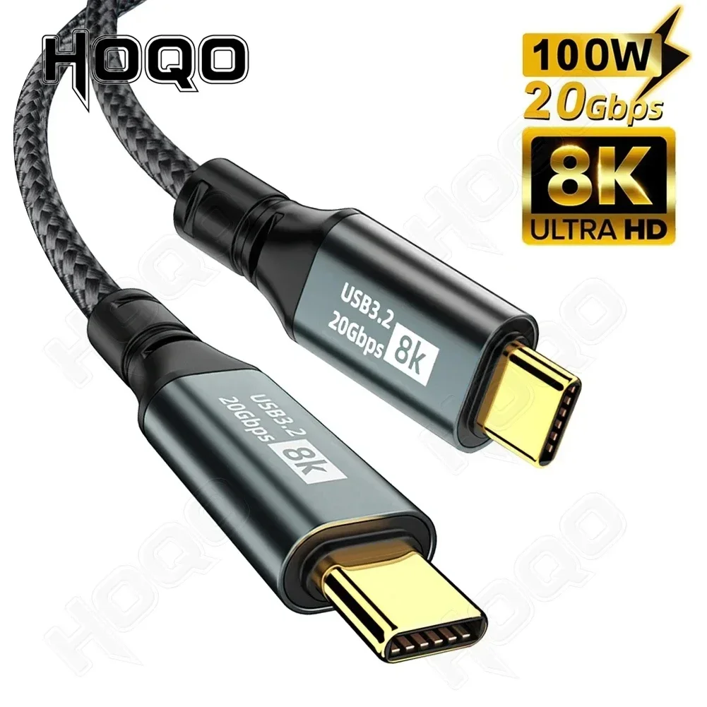 USB 3.2 20Gbps PD100W Type C Cable ThunderBolt 3 to Type C 8K@60Hz USB C Cable For smart Phone MacBook