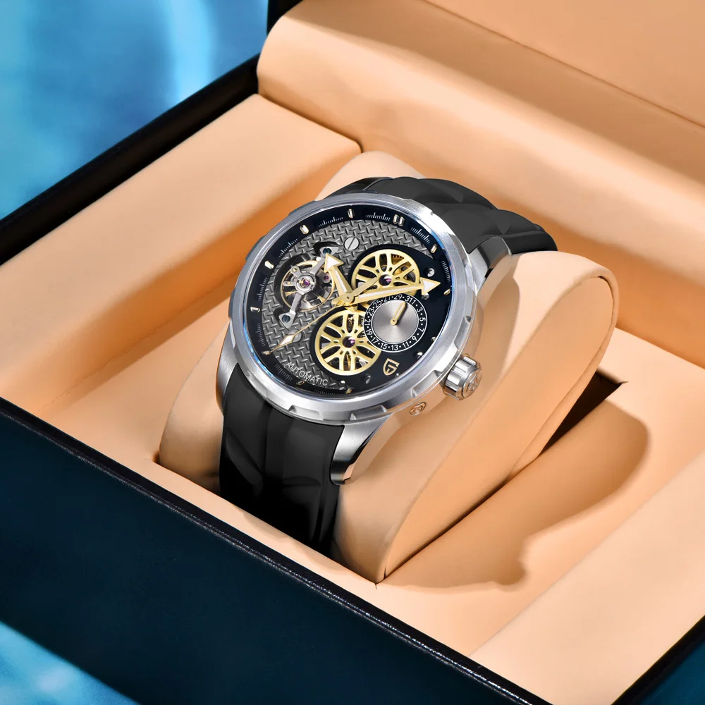 2025 New PAGANI DESIGN Watches Skeleton Tourbillon Automatic Men Watch Luminous Rubber Strap Mechanical Watch For Men Waterproof