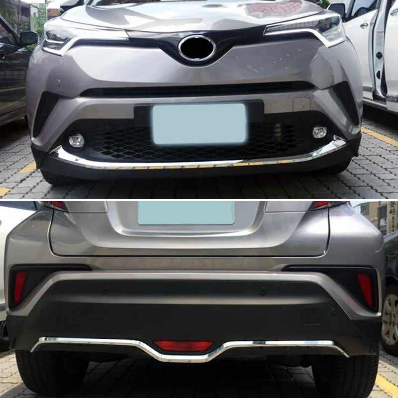 

For Toyota C-HR CHR 2016 2017 2018 2019 Car Accessories ABS Chrome Exterior Front & Rear Bumper Protector Decorate Cover Trim