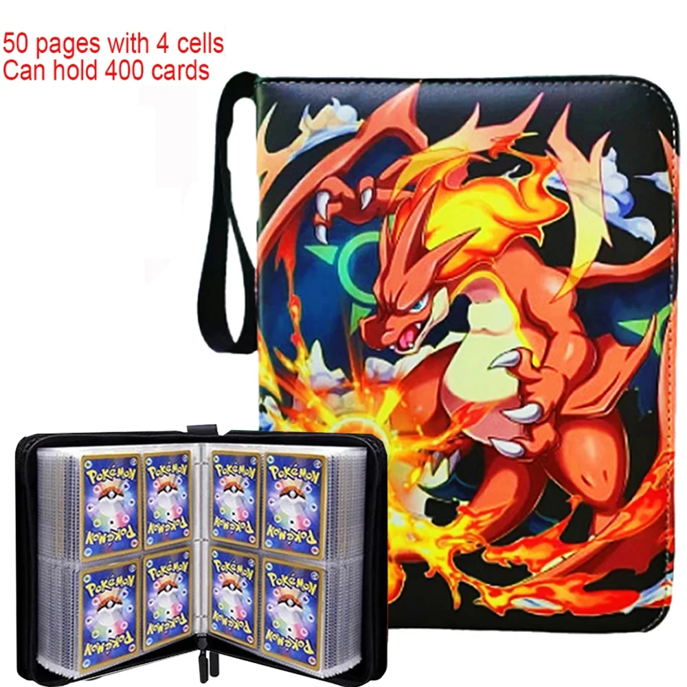 

HOT 400 Pockets PU Zipper Photo Album Card Album Collection Book Anime Figure Album Hobby File for Pokemones Kids Toy Gifts
