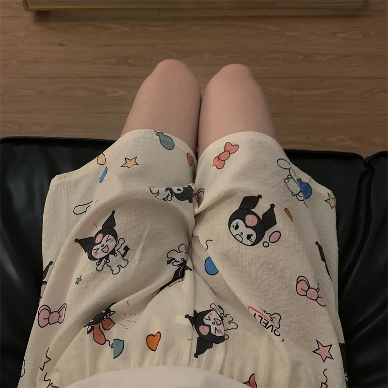 New Sanrios Kuromi Casual Shorts Cute Pochacco Womens Shorts Kawaii Cartoon Summer Girls Soft Loose Large Home Pants