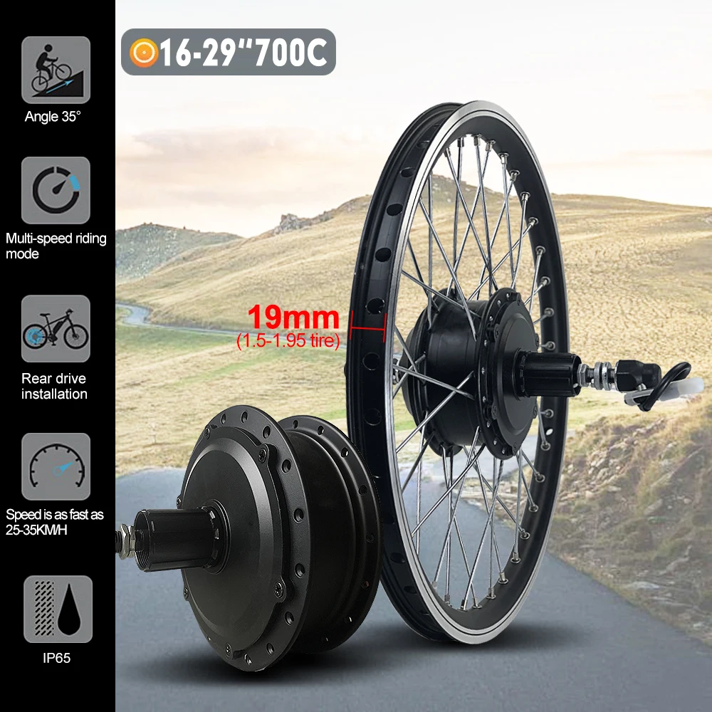 Electric Bicycle Conversion Kit 36V48V 250W/350W/500W Rear Cassette Hub motor Wheel 16 20 24 26 27.5 28 29inch 700C Ebike Kit