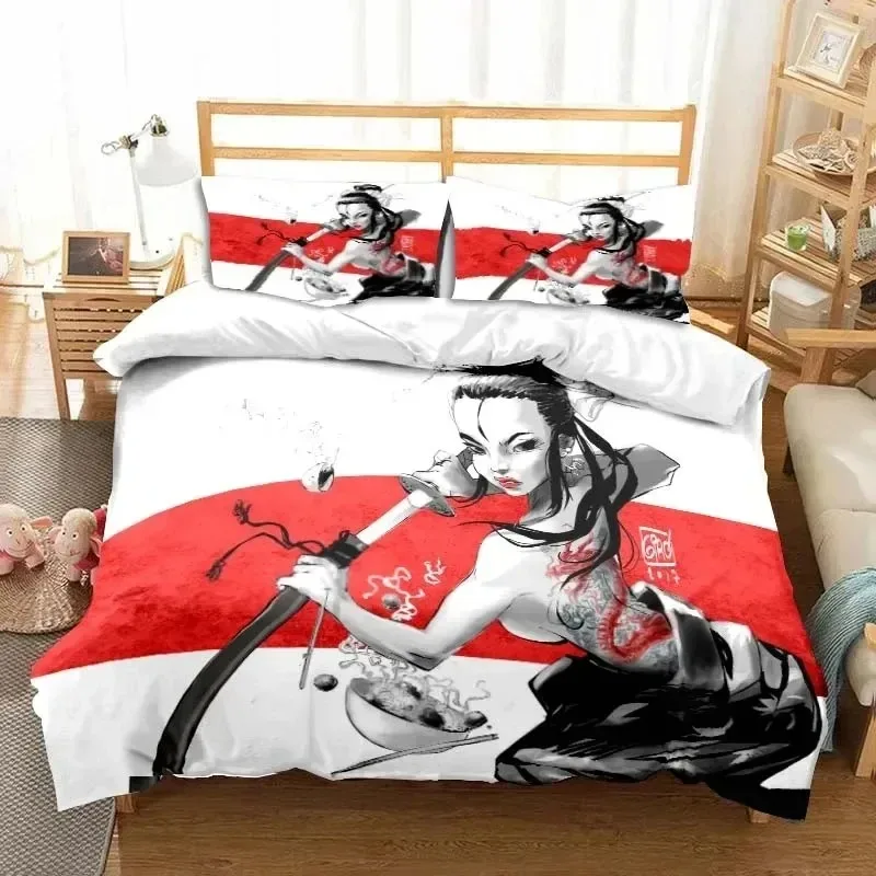 Japanese Samurai Bedding Set Soft Duvet Cover Set Men Teen Bedroom Single Double King Size Duvet Cover Pillowcase Boy Gift 2