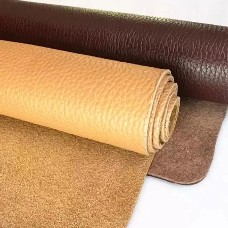 Brown Lychee Patterned Cowhide Genuine Leather Frst Layer Cowhide Leather Thick Genuine Leather DIY Leathercraft Accessories