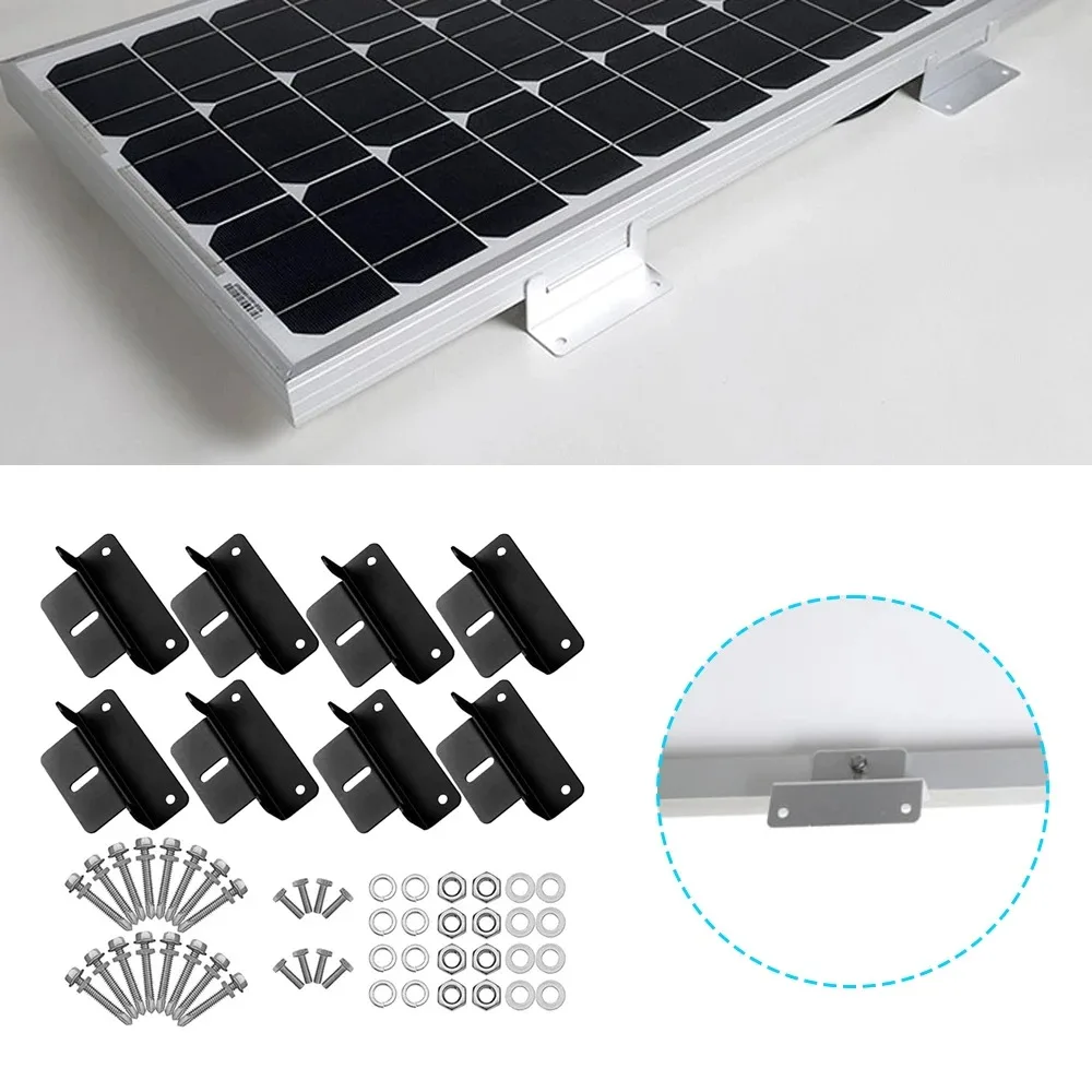 Solar Panel Mounting Bracket Aluminum Z Type Bracket PV Panel Roof Mounting Bracket Solar Mount Kit For RV Boat Black Roof