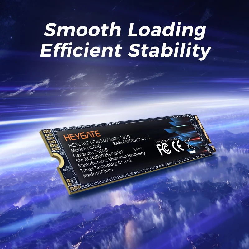 HEYGATE M.2 NVMe SSD PCIe 3.0 Gen3 x4 2280 Interne Solid State Drive 256GB 512GB Lees snelheid 2400MB/s voor desktop, laptop en gaming pc