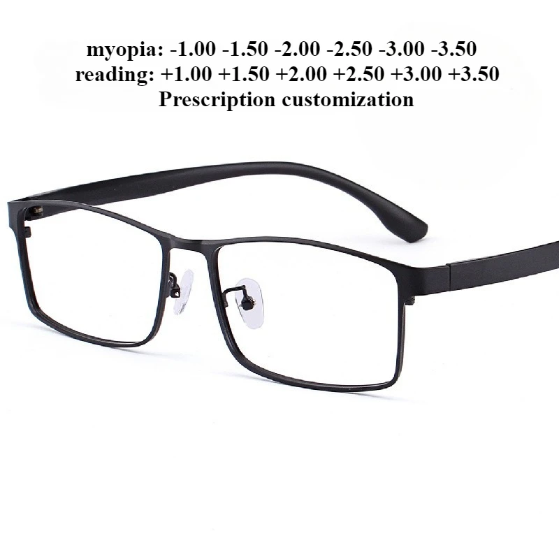 60 mm Business-Brillengestell mit großem Gesicht für Herren, rechteckig, Vollformat, Anti-Blaulicht-Lesebrille, individuelles Myopie-Rezept