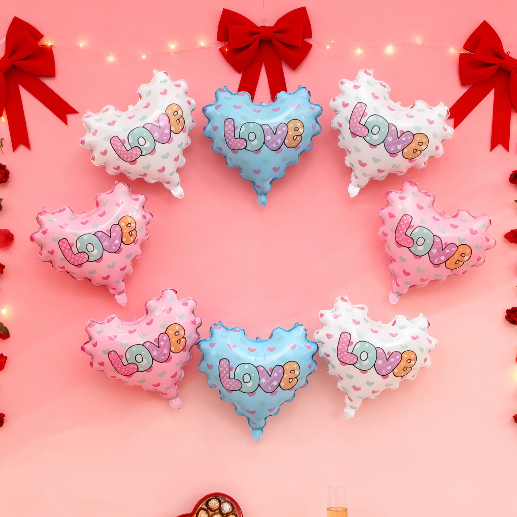 6 Herzförmige Folienballons für Valentinstag, Muttertag, Raumdekoration, Geburtstagsfeier-Zubehör