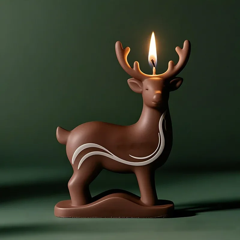 

VERIDIAN 3d Elk Silicone Molds Christmas DIY Animal Home Decoration Plaster Epoxy Resin Molds Candle Molds for Candle Making Kit