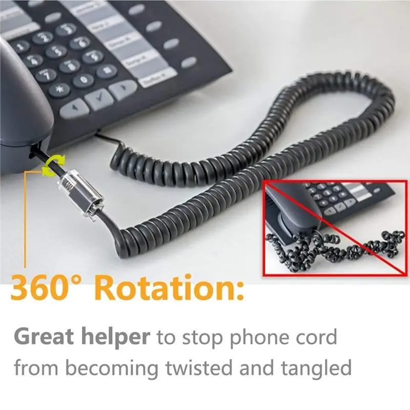 HOT!A72T For Landline Swivel Cord Untangler 20Pcs For Landline, Anti-Tangle Phone Cord Detangler For Telephone Handset Cable Rot