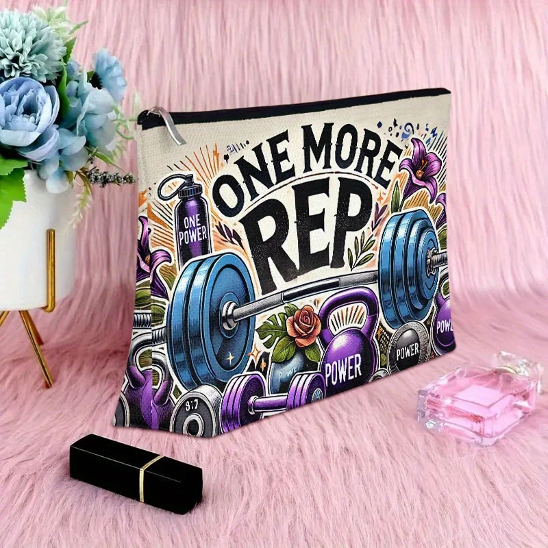 Un sac de maquillage sur le thème d'haltérophilie – jolie pochette multifonctionnelle à fermeture éclair pour femmes, sac de rangement de bijoux