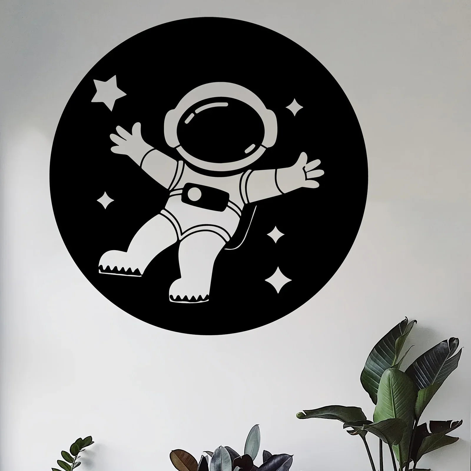 CIFBUY Cute Astronaut Metal Wall Art, Spaceman With Stars Iron Wall Hanging Ornament for Kids Bedroom Game Room Home Wall Decor