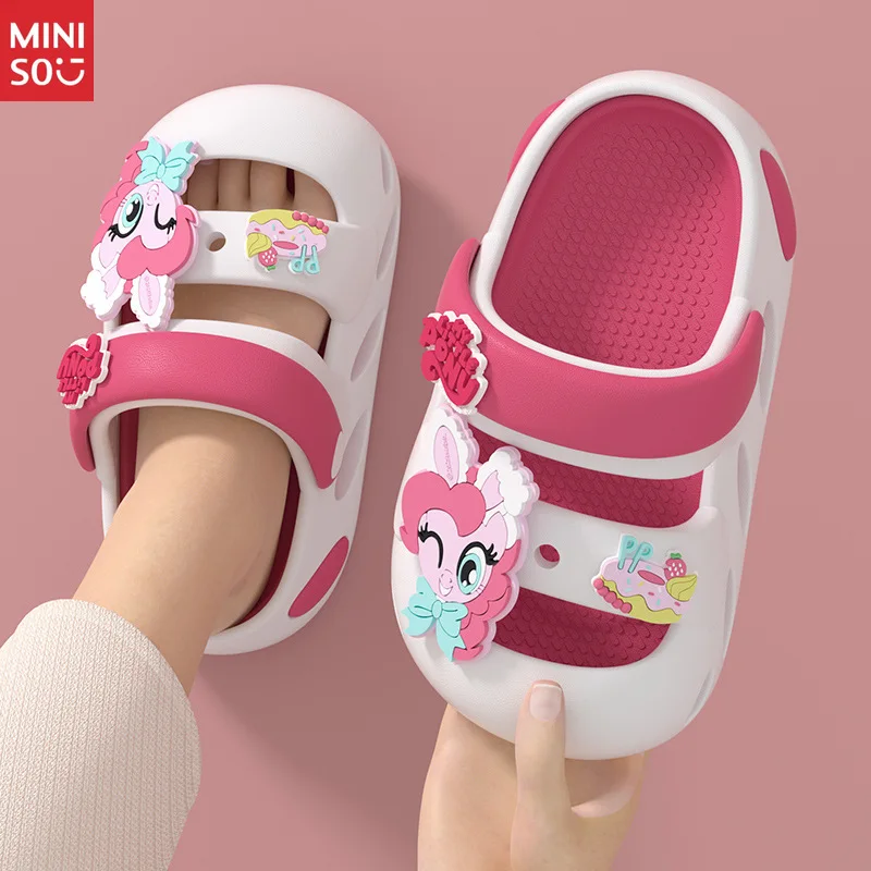 Miniso Sandales de princesse d'été pour filles, chaussures antidérapantes à bout fermé EVA