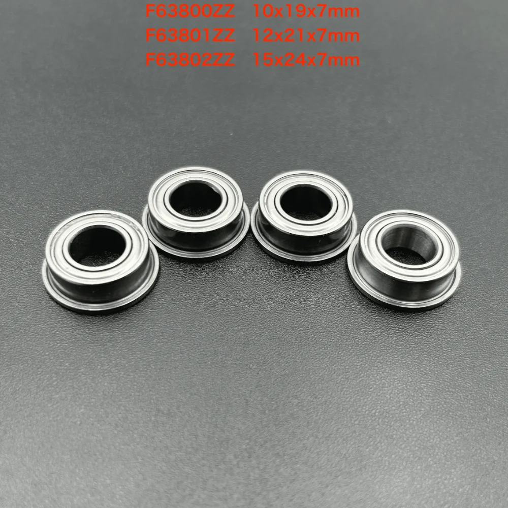 

15/20/25Pcs/Lot F63800ZZ 10x19x7mm / F63801ZZ 12x21x7mm / F63802ZZ 15x24x7mm Thin Wall Flange Deep Groove Ball Miniature Bearing