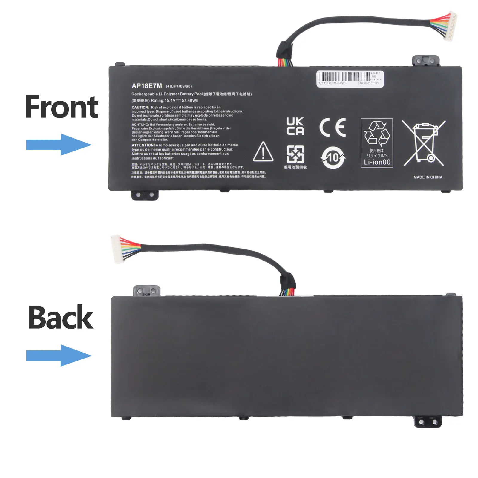 Oyomba AP18E7M Akku für Acer Nitro 5 AN515-54 AN517-51 AN515-55 AN515-44 AN515-43 Nitro 7 AN715-51 15 V 57 Wh Laptop-Akku – Detail 3