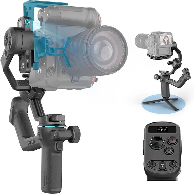 Stabilisateur de caméra FeiyuTech SCORP C2 pour DSLR et hybrides, suivi IA, prise de vue verticale et horizontale, contrôle Bluetooth