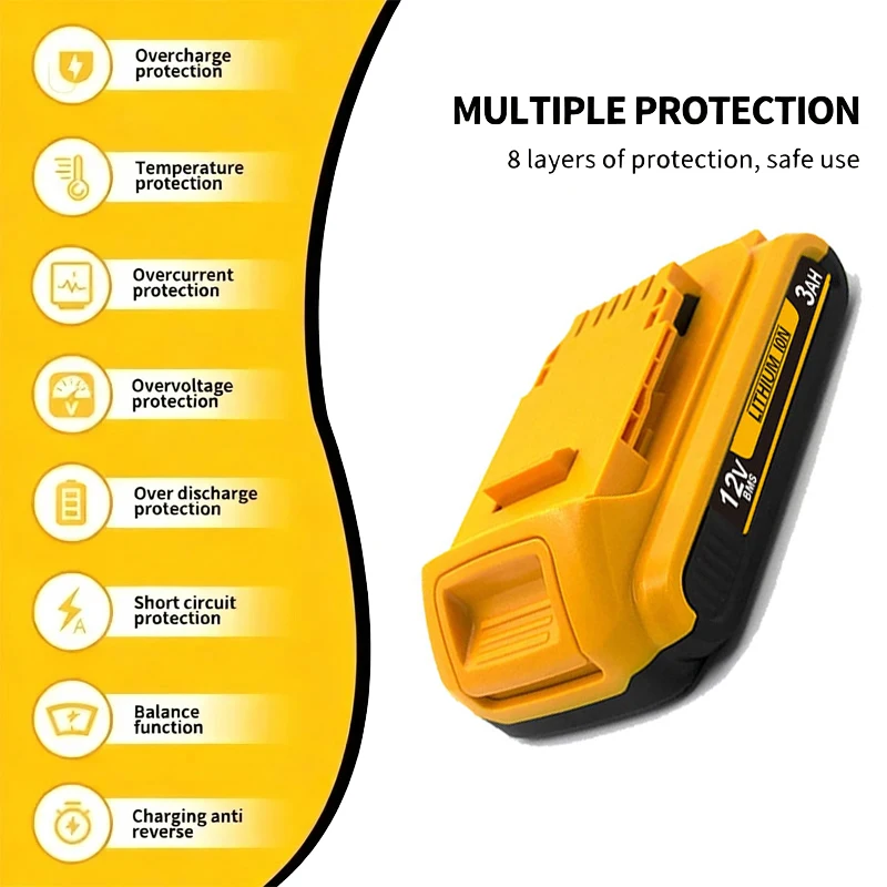 Pro Dewalt 20V 3.0Ah dobíjecí baterie pro Dewalt akušroubovák, vrtačku, šroubovák, klíč, rázovou baterii DCB200 DCD790 - náhled 5