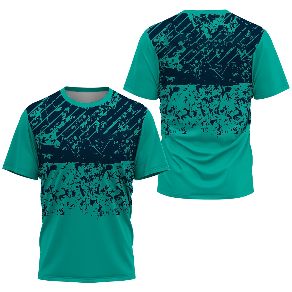 Fashion Gradient Stripe Print T Shirt For Men Badminton Table Tennis Training Men's Clothes Summer Tops Casual  Sports T-Shirts image 4