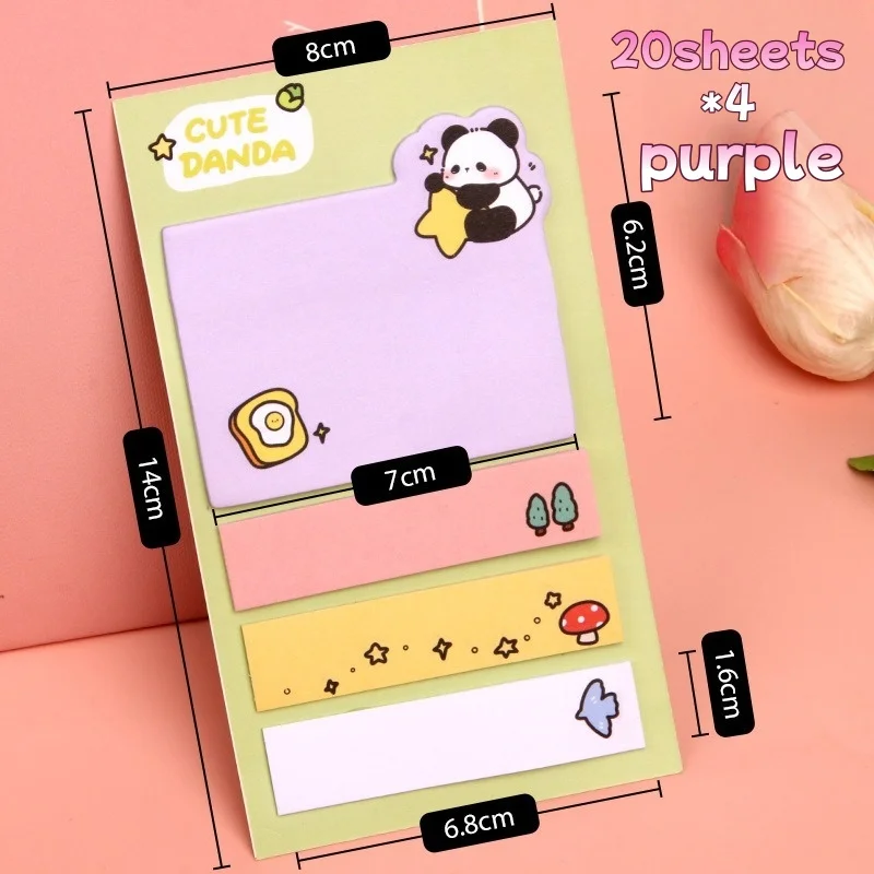 Cartoon Panda Combo Self-stick Notes Index Sticker Creative Student Cute Memo Sticky Notes Reusable Sticker Memo Pads