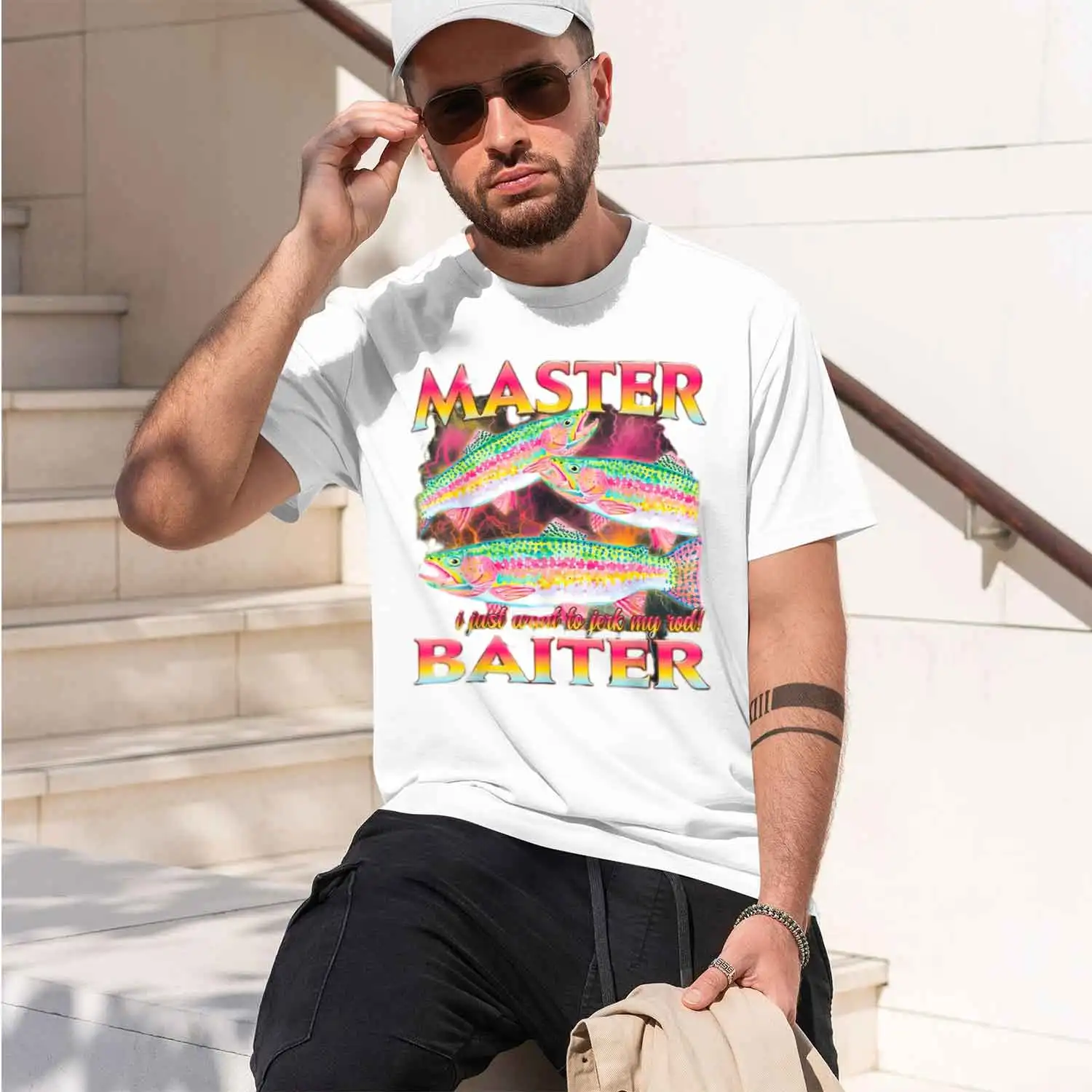 Maser Baier Funny Offensive Fishing Graph T-Shir Summer Shor-Sved Breahable Swea-Wking Versaile Rendy 2026 New Model Short-sleev