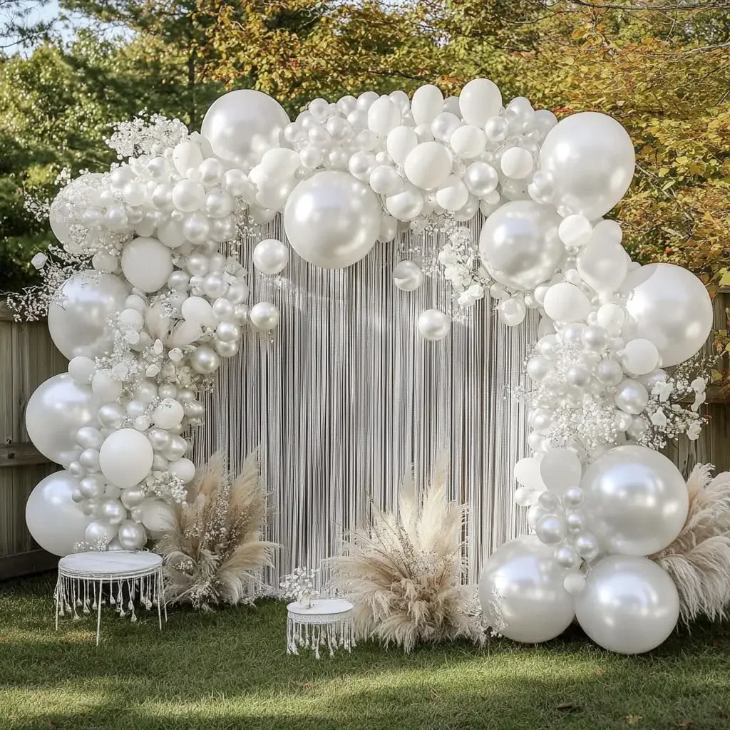 Perlweiße, dicke, doppelt gefüllte Luftballons, Girlandenbogen-Set, Hochzeit, Verlobung, Geburtstag, Party, Brautparty, Babyparty, Party-Dekoration – Detail 3