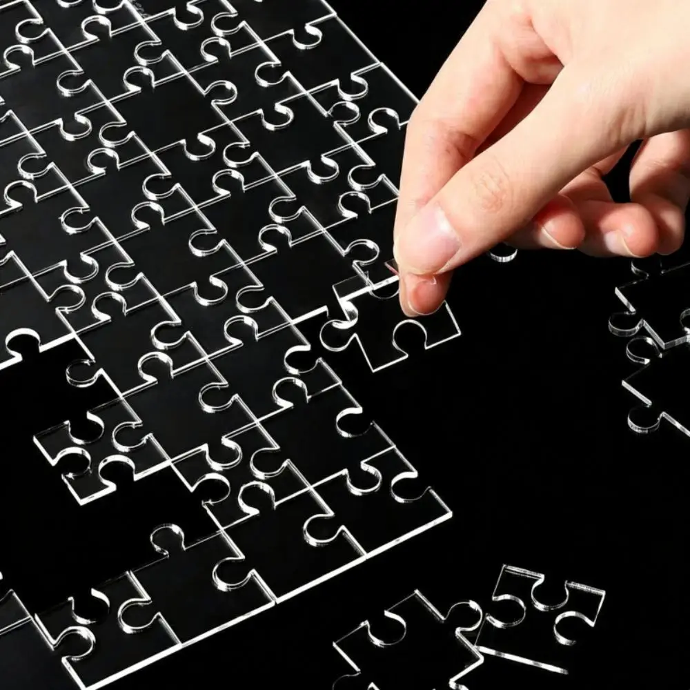 49/121/200/300Pcs Clear Blank Puzzle Brain Teaser Impossible Transparent Puzzle Difficult Educational Acrylic Puzzle