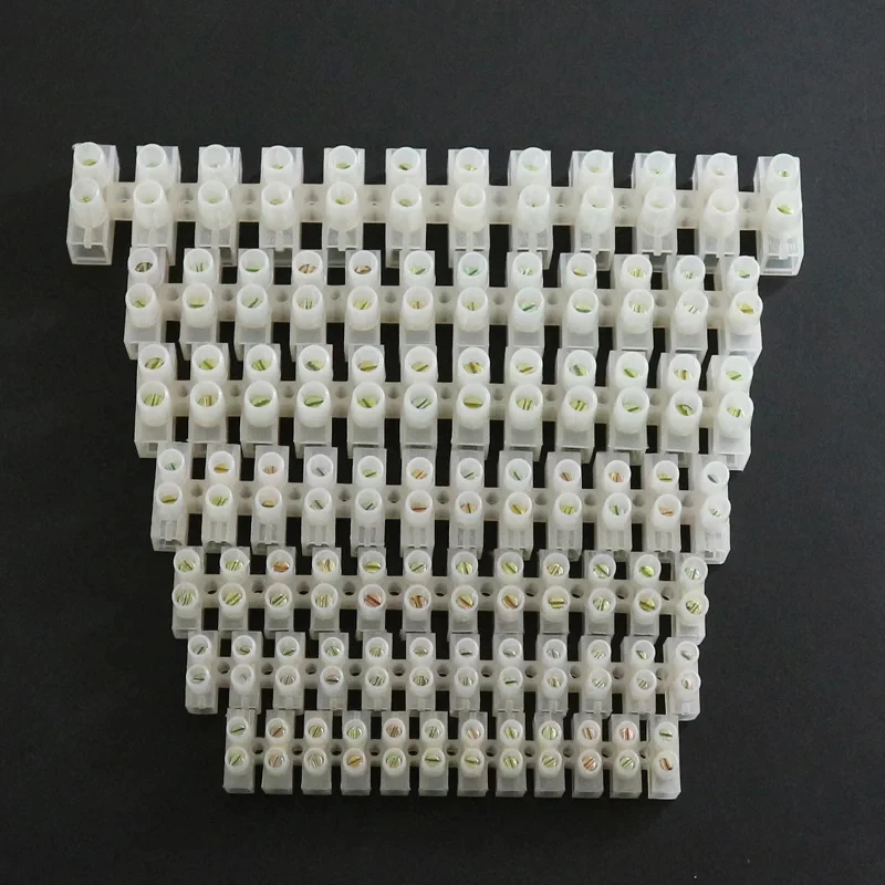 12 Position 3/5/6/10/15/20/30/60 To 150A Wire Connector Dual Row Barrier Strip Terminal Block Plastic Electrical  Copper Screw