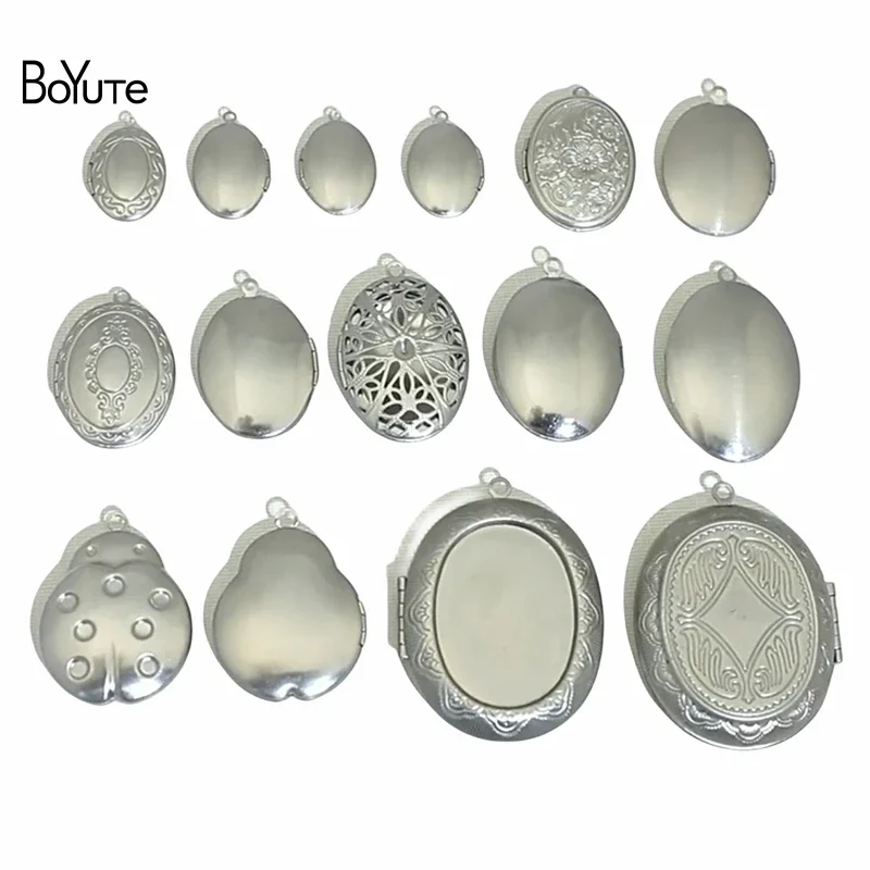 

BoYuTe (20 Pieces/Lot) 316 Stainless Steel Oval Shaped Locket Pendant Can Open Photo Locket Diy Jewelry Materials