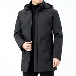 Men's Winter Windproof Warm Jackets Thick Warm Hooded Parkas Long Coat Men Clothing Casual Big Pocket Windproof Overcoats
