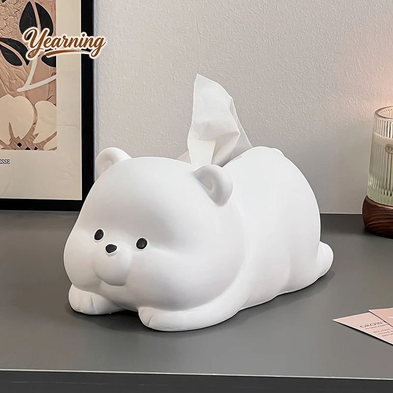 

Ceramic Tissue Box Polar Bear - Shaped Light Luxury Piece for Living Room Coffee Tables Storage and Decoration