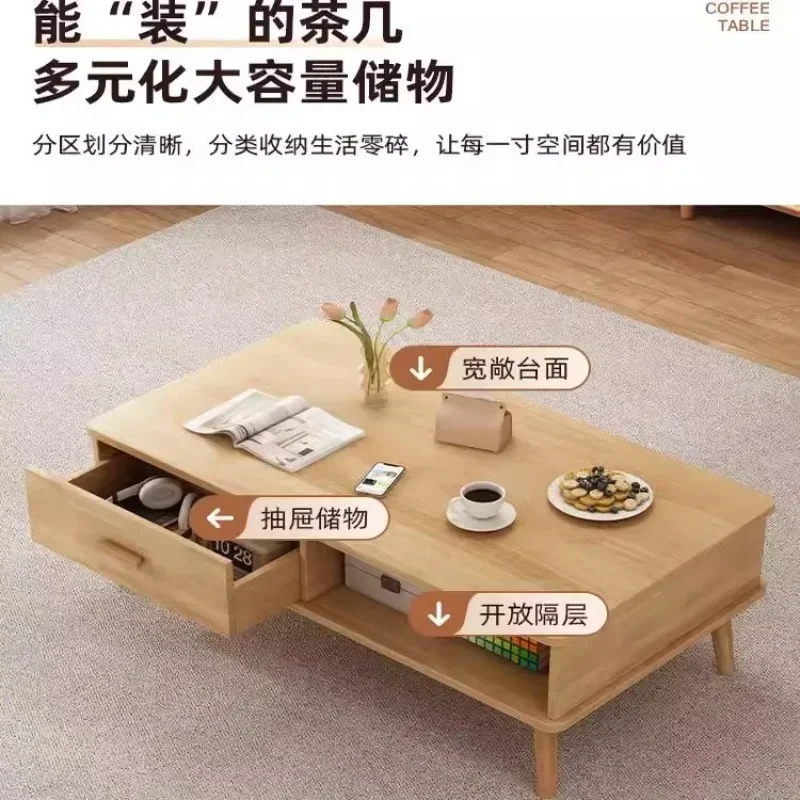 Log coffee table small apartment living room creative sofa side  modern simple balcony tea   square  TV cabinet