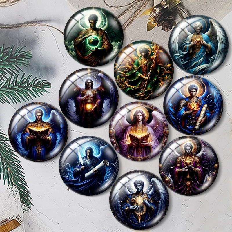 

Archangels Religious Angel 12mm/14mm/16mm/18mm/20mm/25mm Round Photo glass cabochon demo flat back Making findings