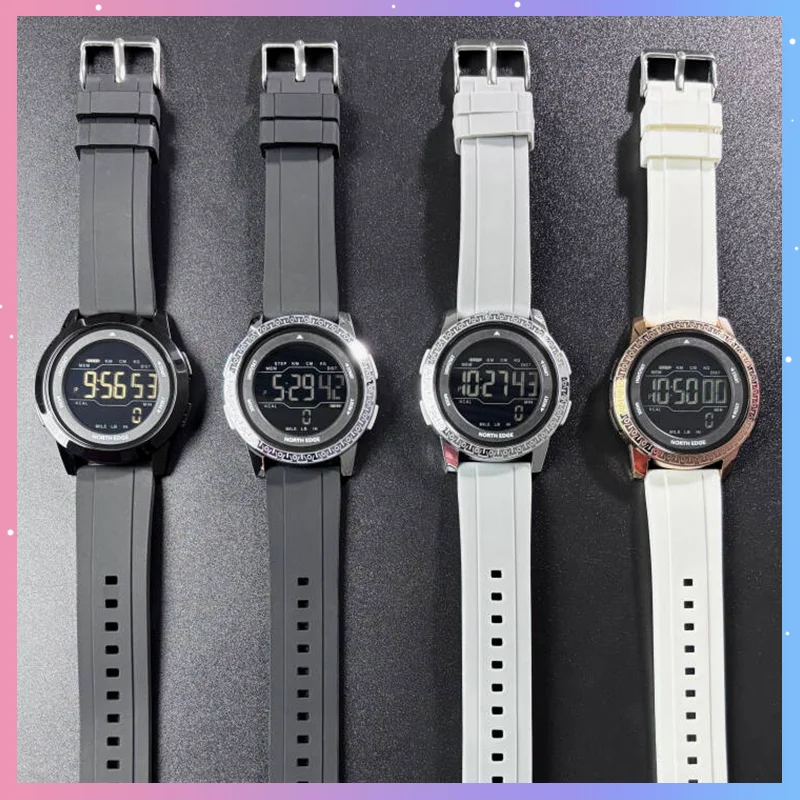 Sports Digital Watch North Edge Apollo Pedometer 50m Waterproof Alarm Clock Climbing Running Camping Hiking For Adult Gift