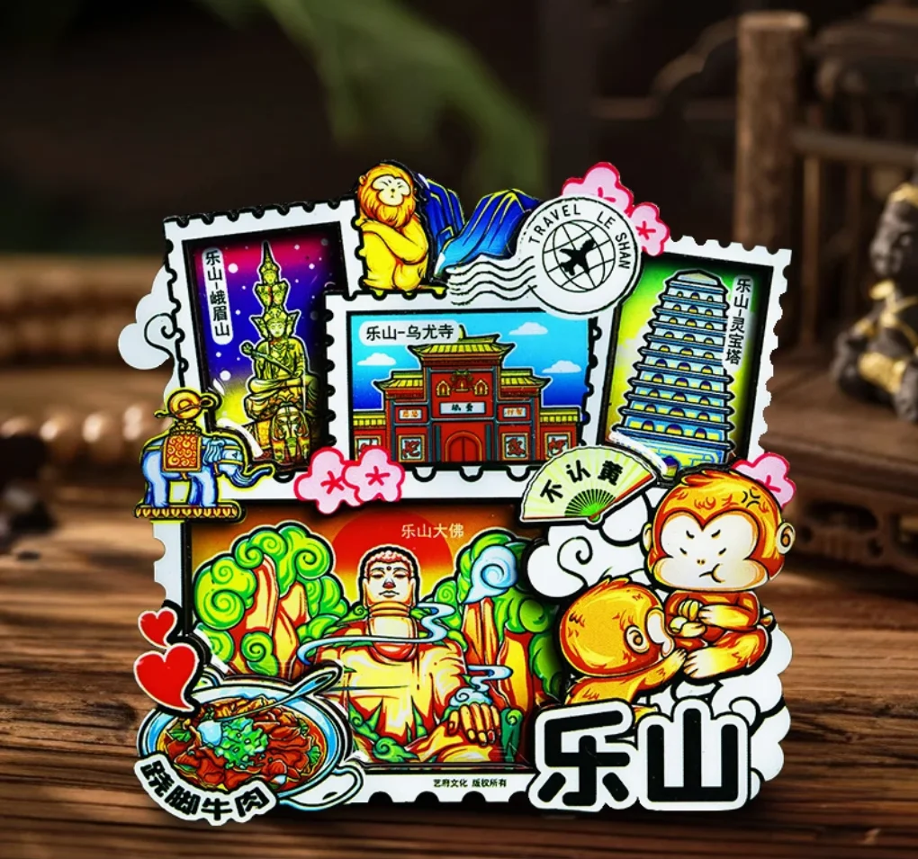 【Leshan】 【Leshan Giant Buddha】 Souvenir Magnet Kulkas Budaya dan Kreatif Dari Kota Kuno Suji dan Luocheng