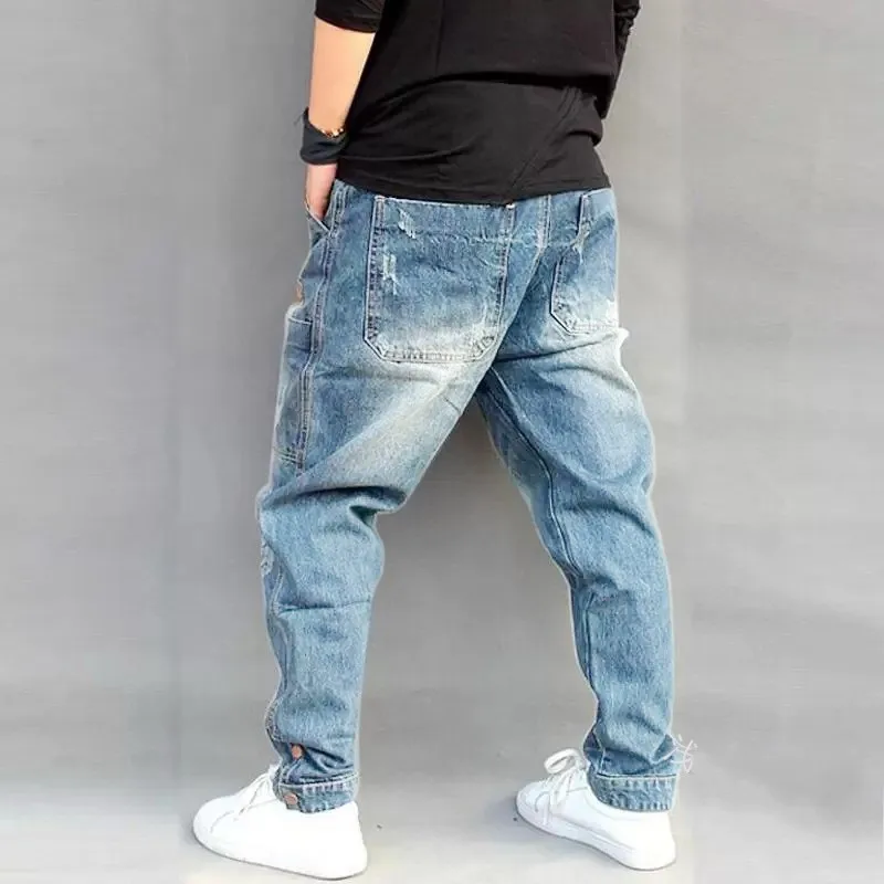 Pantalones vaqueros holgados rasgados para hombre, ropa de calle estilo Hip Hop, Skateboarder, talla grande, S-XL