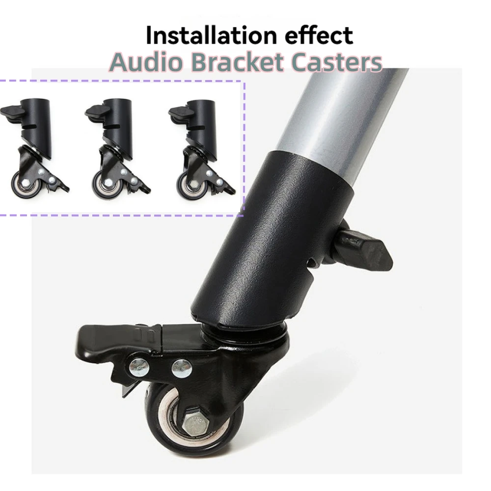 

Audio Bracket Casters Mute Universal Wheel 35MM Round Tube Speaker Tripod Mobile Pulley Stand Accessories
