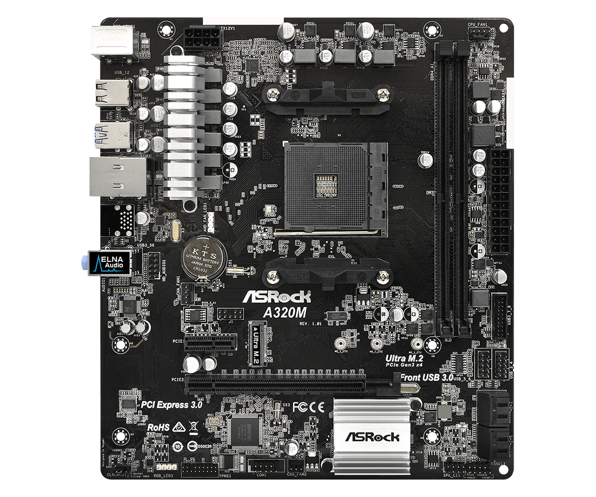 ASRock A320M Motherboard AM4 AMD A320 DDR4 32GB Micro ATX Supports Ryzen 5 1600 2200 2600 3200 3100 A6-9400 cpu