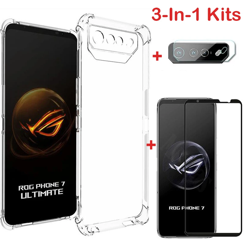 Soft Camera Lens Film Rog Phone 7 Ultimate 6 6D 5 5S Pro 3 Strix 2 Tempered Glass Screen Protector Soft Silicone Bumper Case