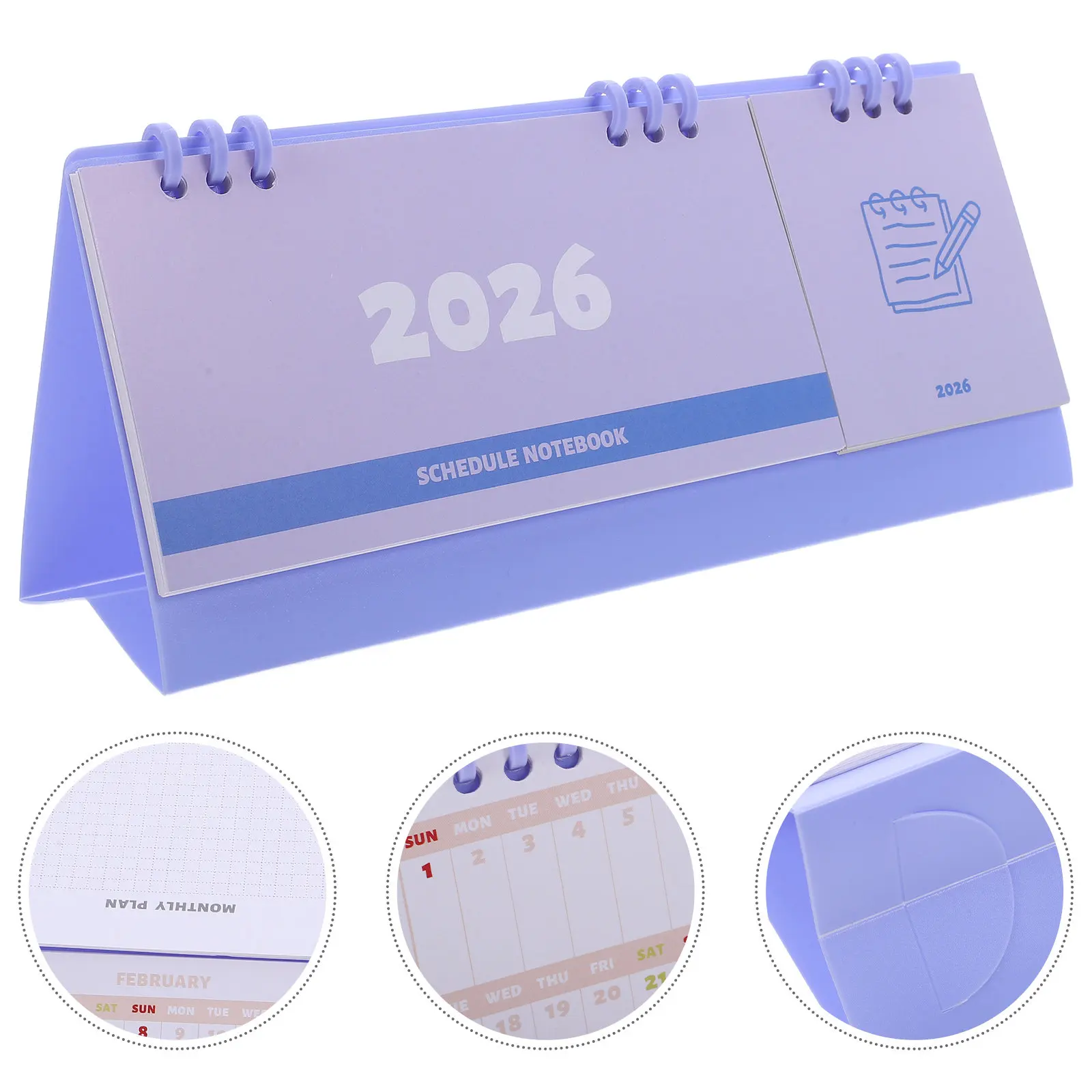 Desk Calendar 2026 Twin-Wire Binding Minimalist Desktop Standing Flip Monthly Planner Weekly Organizer Daily Agenda Portable