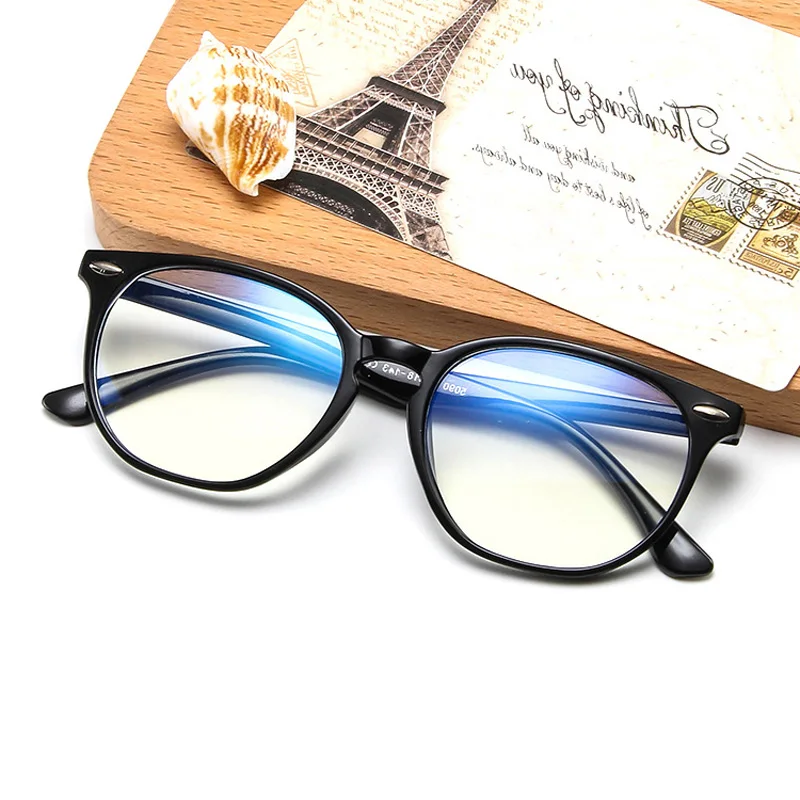 Shonemes Anti Blue Light Glasses Frame Vintage Polygonal Eyewear Computer Eyeglasses Black Purple Blue for Women Men