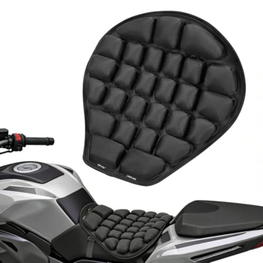 

Motorcycle Seat Cushion Air Pad Cover with Built-in Pump for Enduro Sports Street 14x15in Black Reduces Prure by 30% for Long R