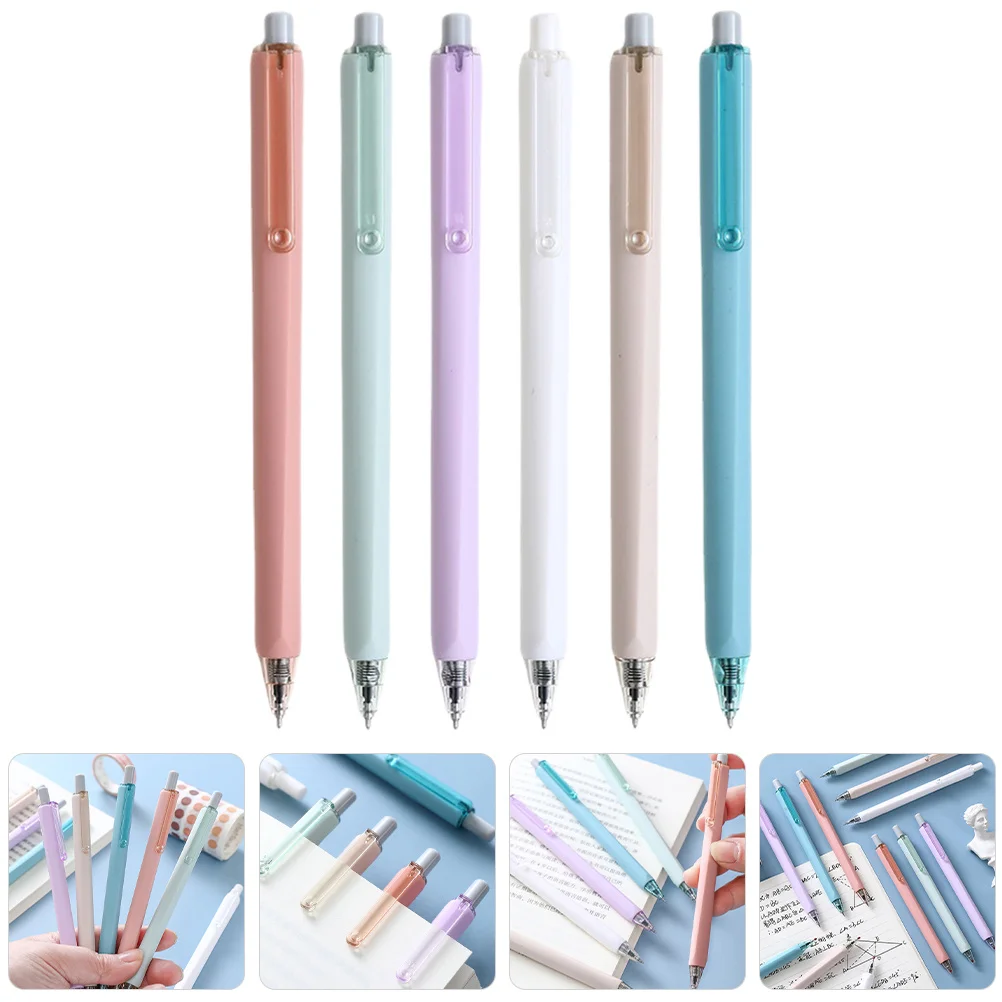 

6pcs Press Type Gel Pen For Kids Smooth Writing Ink Pen Children Sign School Writing Decorative Pens Portable Note Pens