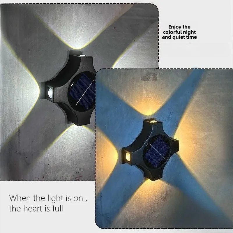 Solar Wall Washer Light, Outdoor Waterproof Wireless Fence Lamp, LED Garden Wall Atmosphere Light for Courtyard Decor