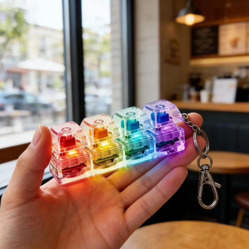 Sliding with 4-key Mechanical Keyboard, RGB Light Shock-proof Toy, A Gift for Keyboard Lovers.