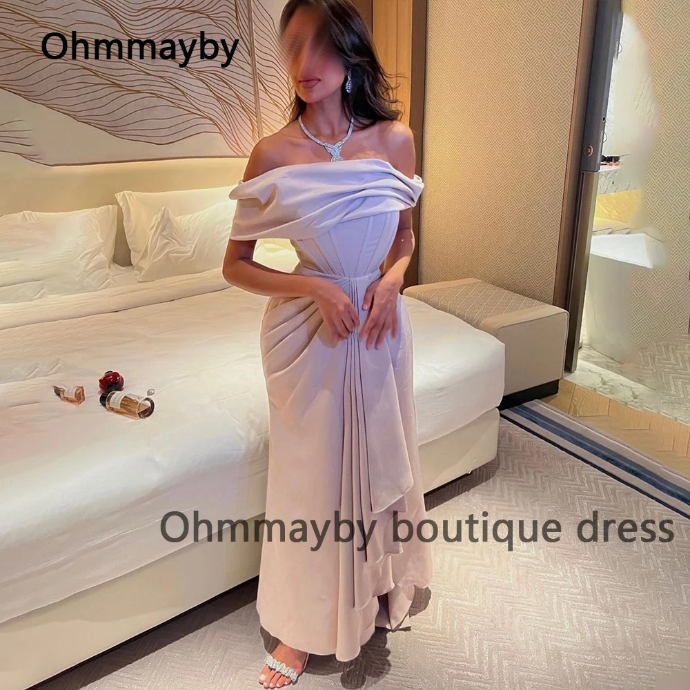 

Arabian Dubai Mermaid Evening Prom Dresses Off Shoulder Long Formal Occasion Dress Ankle Length Elegant Wedding Guest Gowns